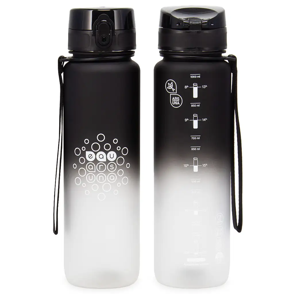 Ars Una: Fekete-fehér BPA-mentes motivációs kulacs 1000ml kép 2