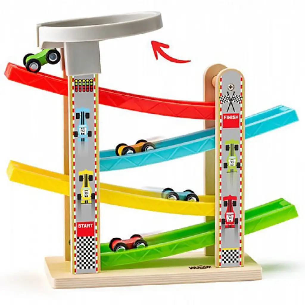 Autópálya szett négy darab kisíutóval játékszett - Woodyland kép 2