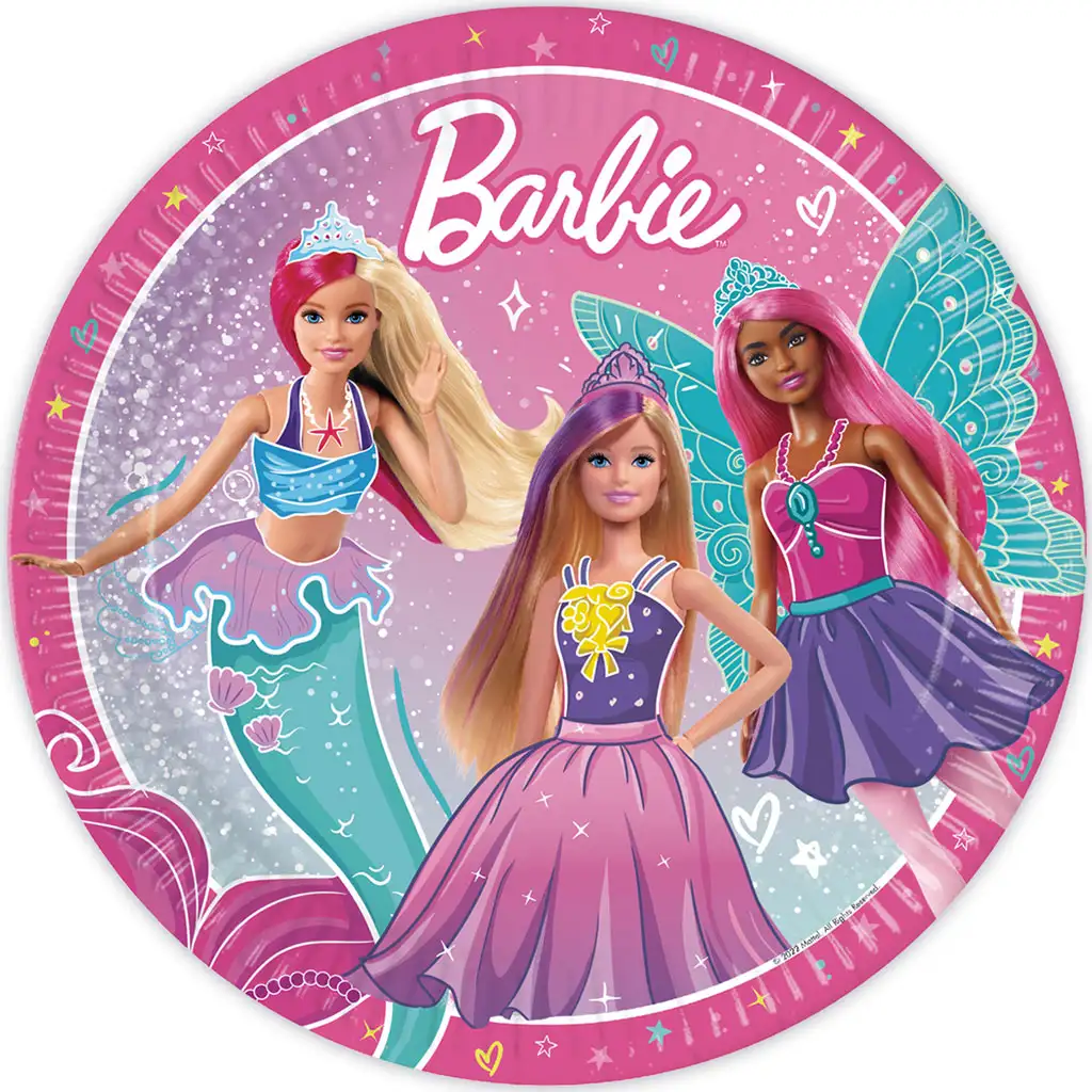 Barbie 8db-os papírtányér szett 23cm-es