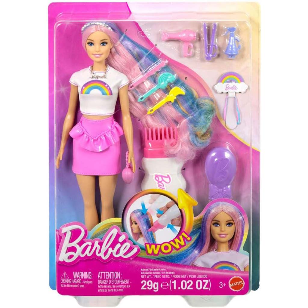 Barbie: Tündöklő Szivárványhaj baba kiegészítőkkel - Mattel