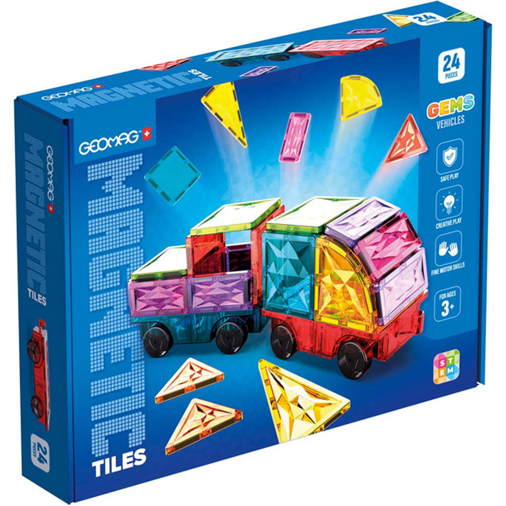 Geomag: Magnetic Tiles Gems jáművek mágneses építőkocka 24db-os szett