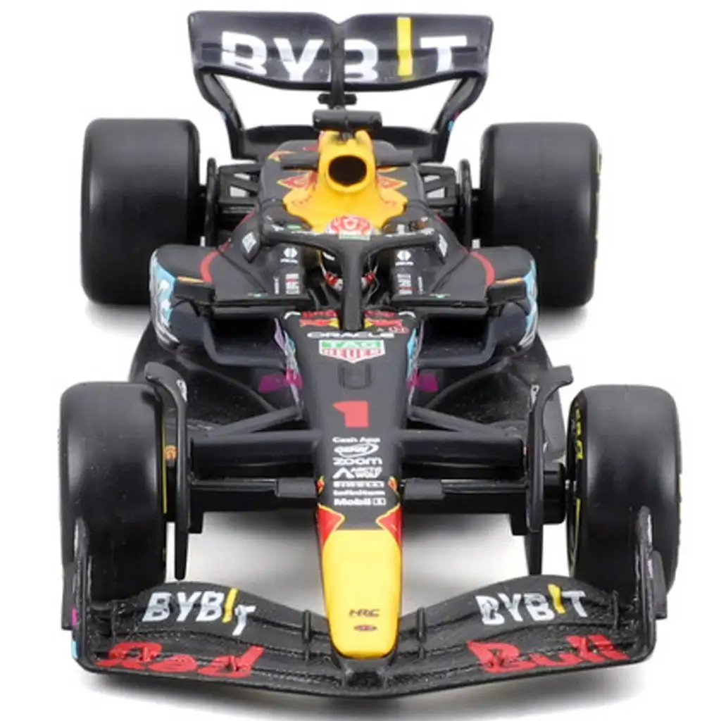 Bburago: Red Bull RB19 F1 versenyautó fém autómodell 1/43 (Max Verstappen #1, Miami GP különkiadás, sisakos) kép 3