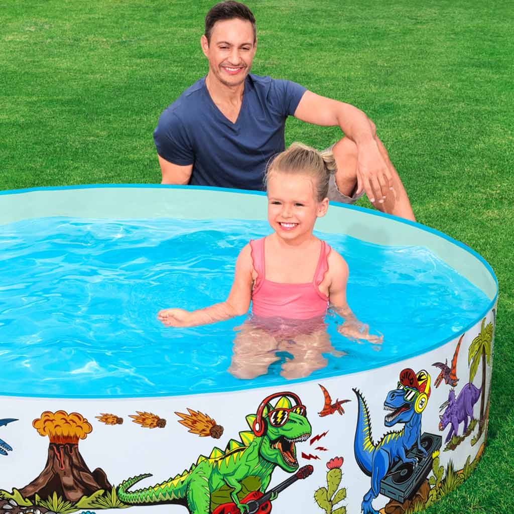 Bestway:  Fill 'n Fun™ dinoszauruszos merevfalú pancsoló medence Ø 183 x 38 cm kép 3
