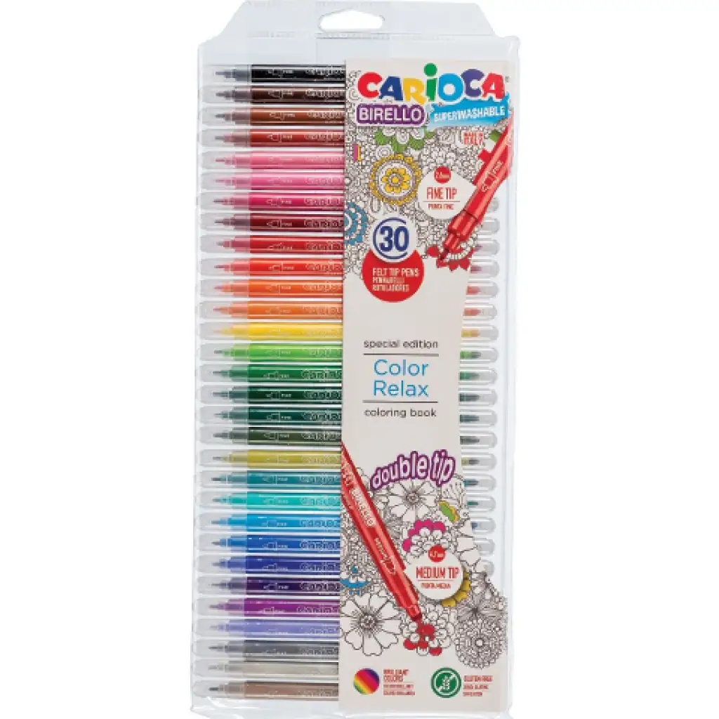 Birello Color Relax kétvégű lemosható filctoll készlet 30db-os - Carioca