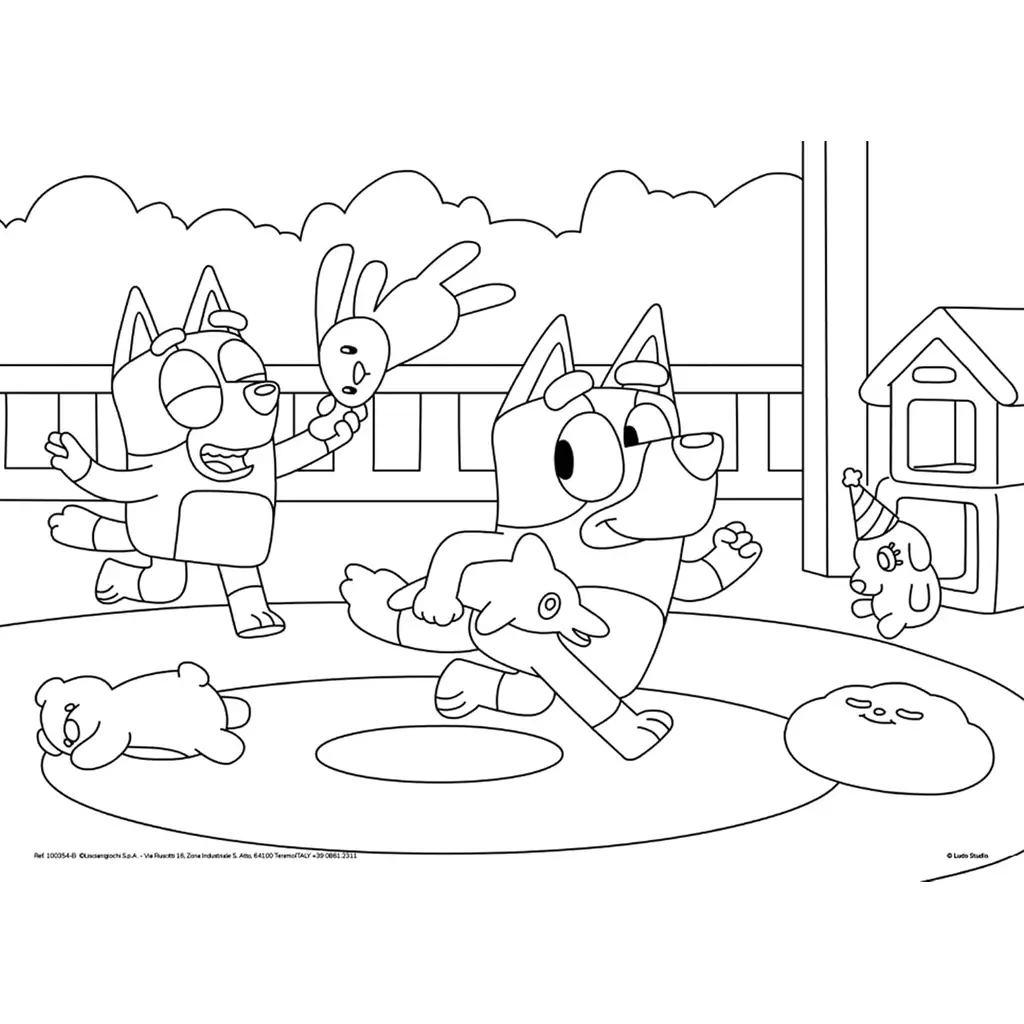 Bluey és barátai 2 az 1-ben 4x48db-os maxi padló puzzle és színező 35x25cm - Lisciani kép 5