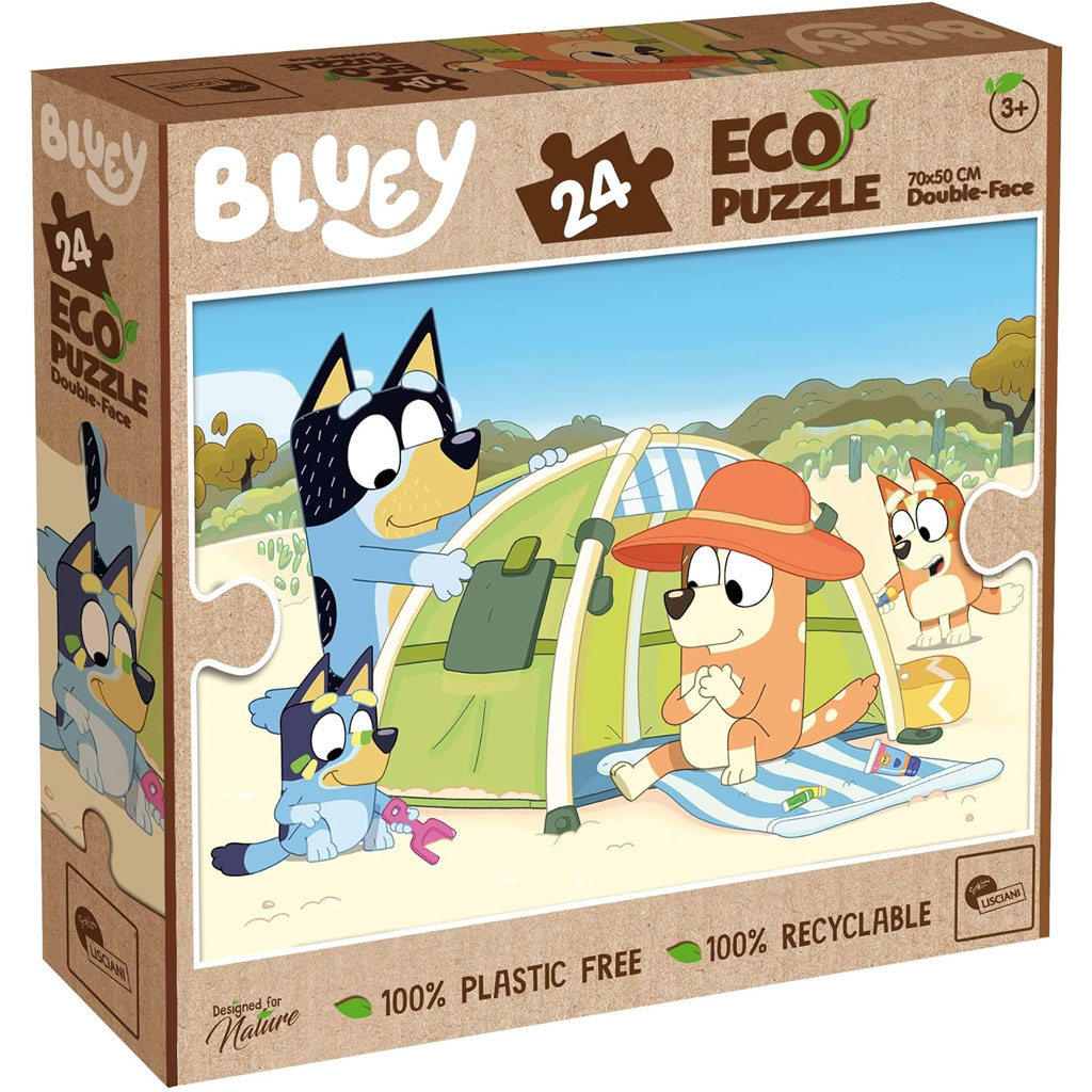 Bluey nyaraláson 2 az 1-ben 24db-os Eco maxi puzzle és színező 70x50cm - Lisciani