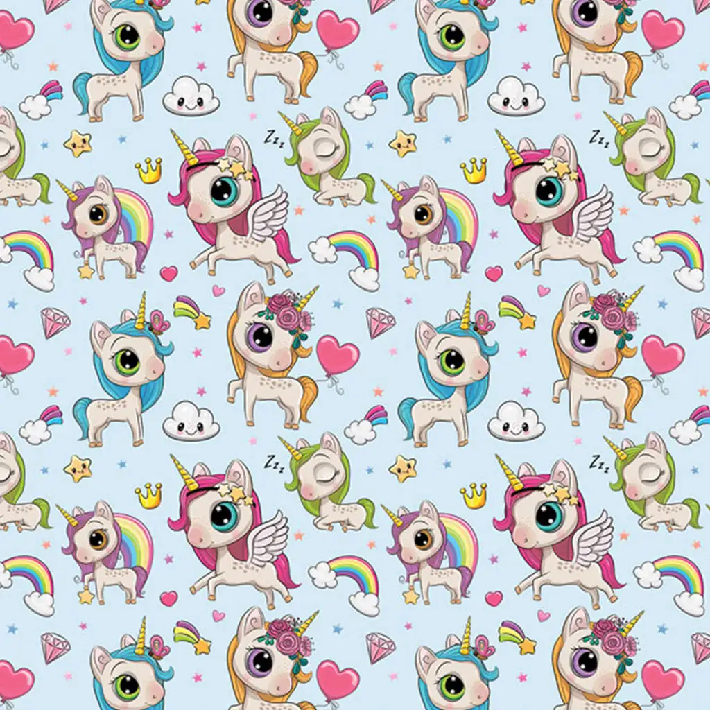 Cuki unikornis mintás csomagolópapír 100x70cm