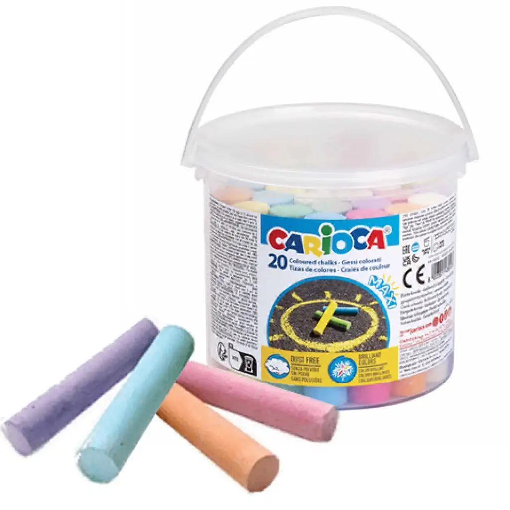 Színes aszfaltkréta 20db-os szett vödörben - Carioca