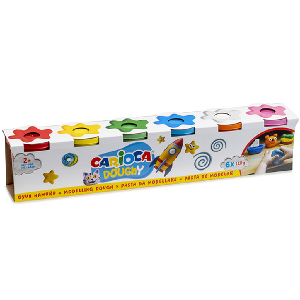 Doughy modellező gyurma szett tégelyben 6x110g - Carioca