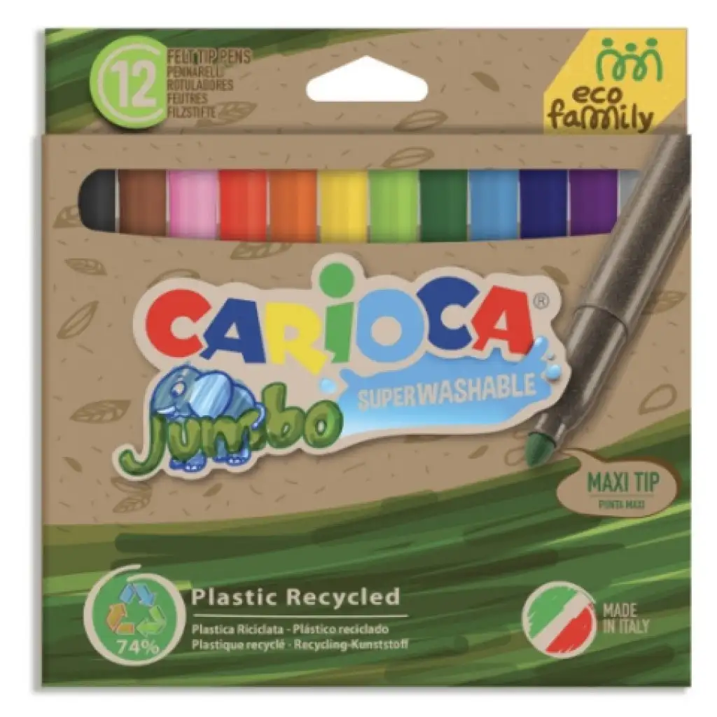 Eco Family Jumbo 12db-os színes filctoll szett - Carioca