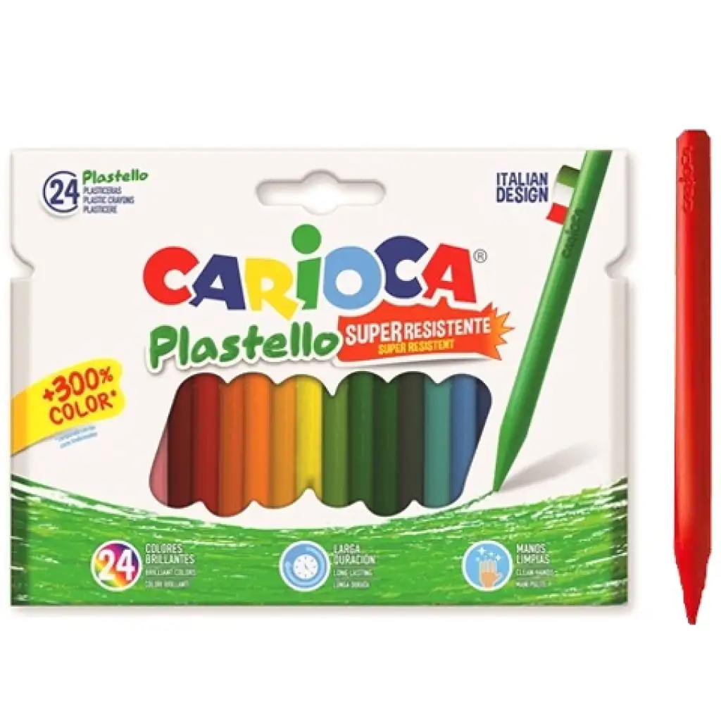 Carioca: Plastello zsírkréta szett tartós színekkel 24db-os