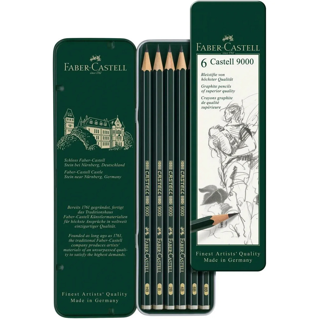 Faber-Castell: Castell 9000 Grafitceruza 6db-os szett fém dobozban kép 2