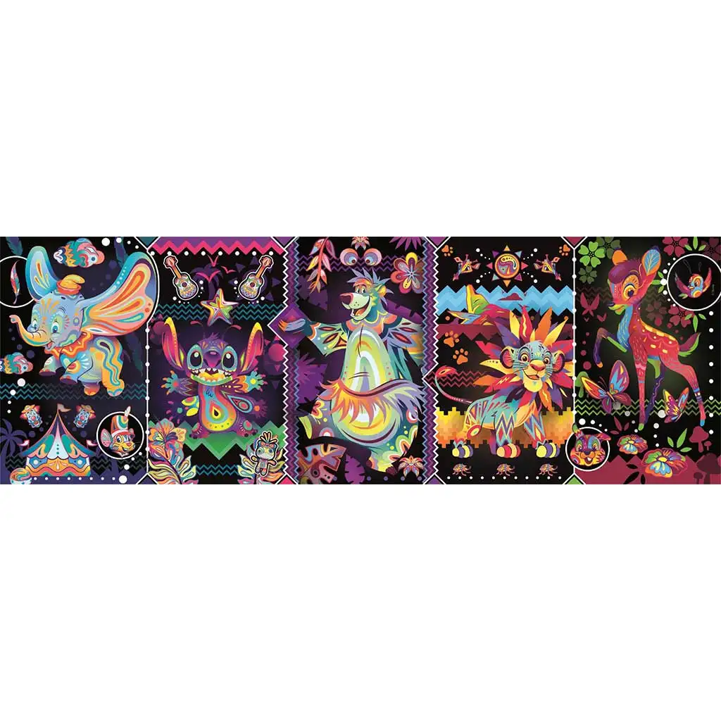 Disney: Neon karakterek 1000db-os panoráma puzzle 98x33cm - Clementoni kép 2