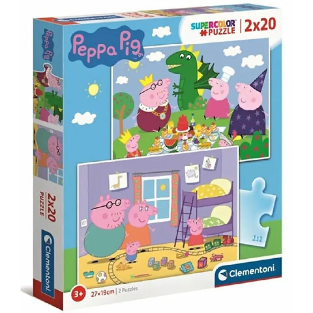 Peppa malac Supercolor 2 az 1-ben puzzle 2x20db-os - Clementoni