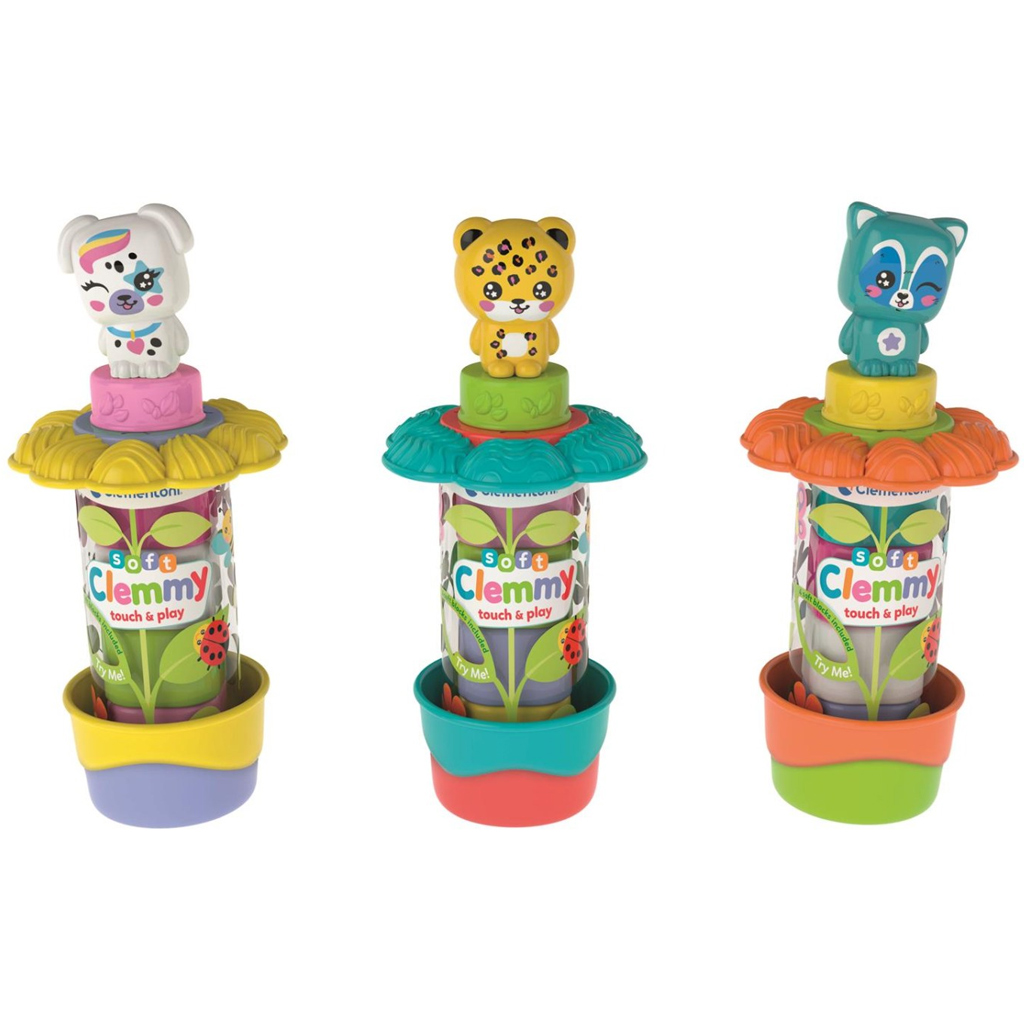 Clemmy: Puha színes építőkockák figurával virágos tárolóban 1db - Clementoni kép 2