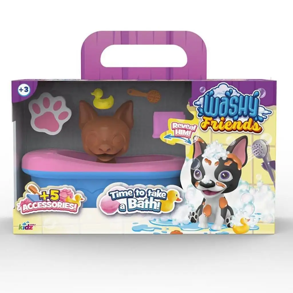Washy Friends: Color Reveal pancsoló Boston Terrier kutyus káddal és kiegészítőkkel