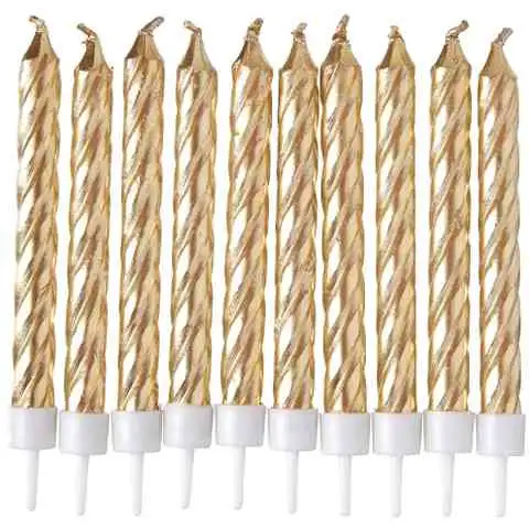 Csavart arany színű gyertya 10db-os szett kép 2