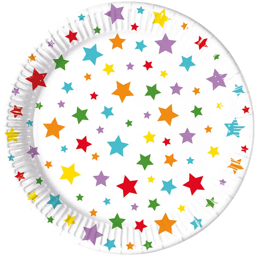 Csillagos 8db-os papírtányér szett 23cm-es
