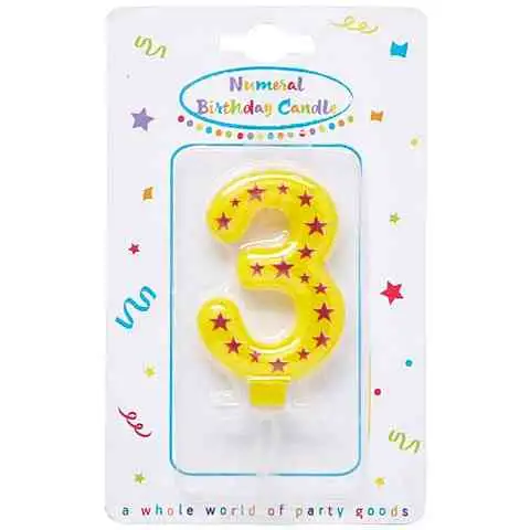 Csillagos számgyertya 3-as