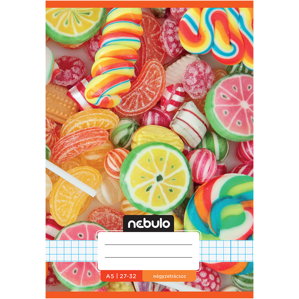 Nebulo: Tűzött cukorka mintás kockás füzet 27-32 A/5