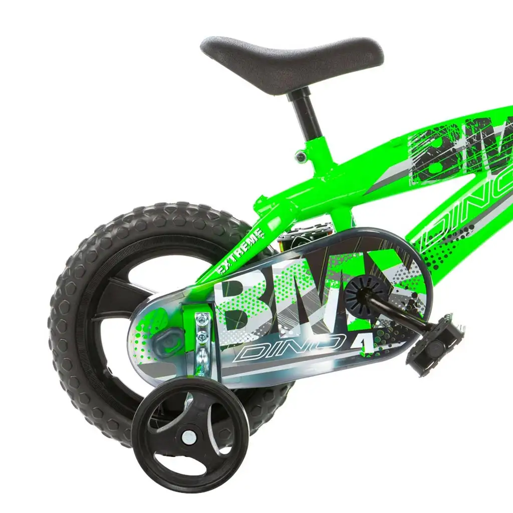 BMX 12” gyerek bicikli oldalkerekekkel zöld-fekete színben – Dino Bikes kerékpár kép 2