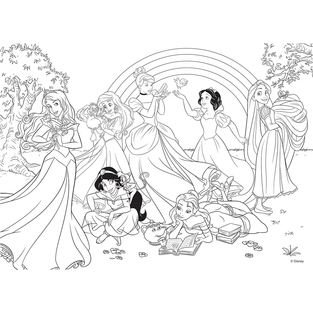 Disney Hercegnők 2 az 1-ben 24db-os puzzle és színező 50x35cm - Lisciani kép 3