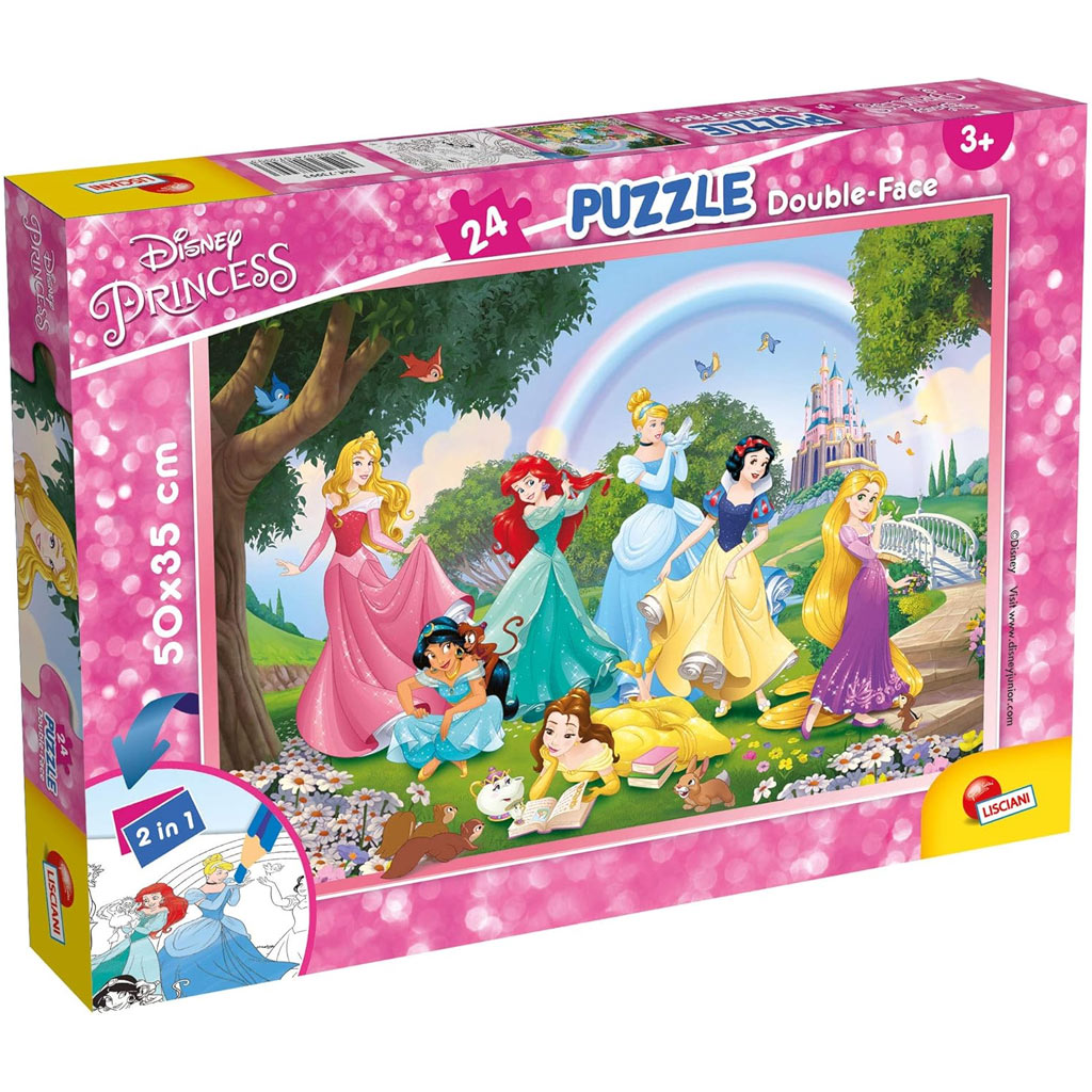 Disney Hercegnők 2 az 1-ben 24db-os puzzle és színező 50x35cm - Lisciani