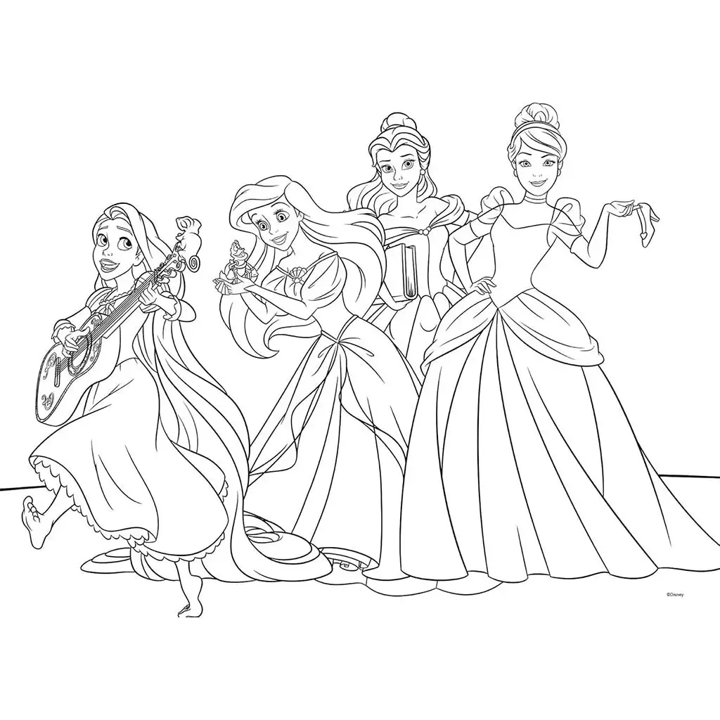 Disney Hercegnők 2 az 1-ben maxi 35db-os puzzle és színező 70x50cm - Lisciani kép 2