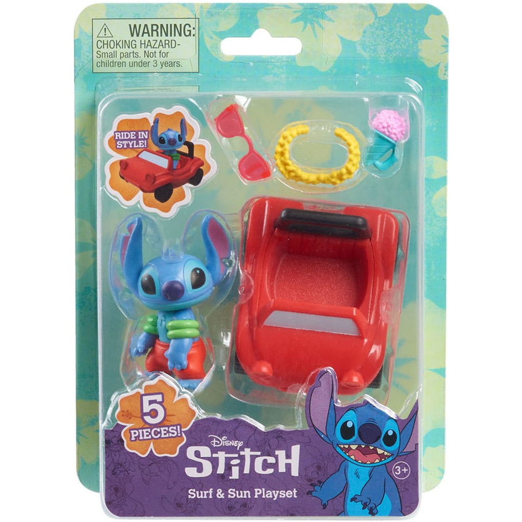 Stitch játékfigura autóval