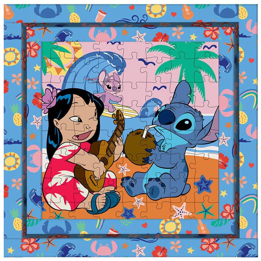Luna: Stitch Hawaii hangulat 64db-os keretes színezhető puzzle kép 2