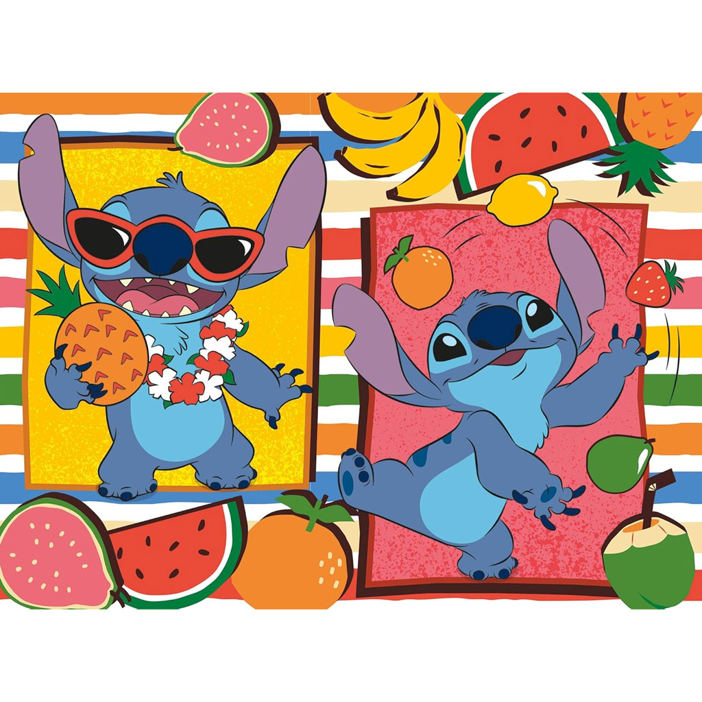 Lilo és Stitch gyümölcsös kaland 2 az 1-ben 48db-os Eco mini puzzle és színező 35x25cm - Lisciani kép 2
