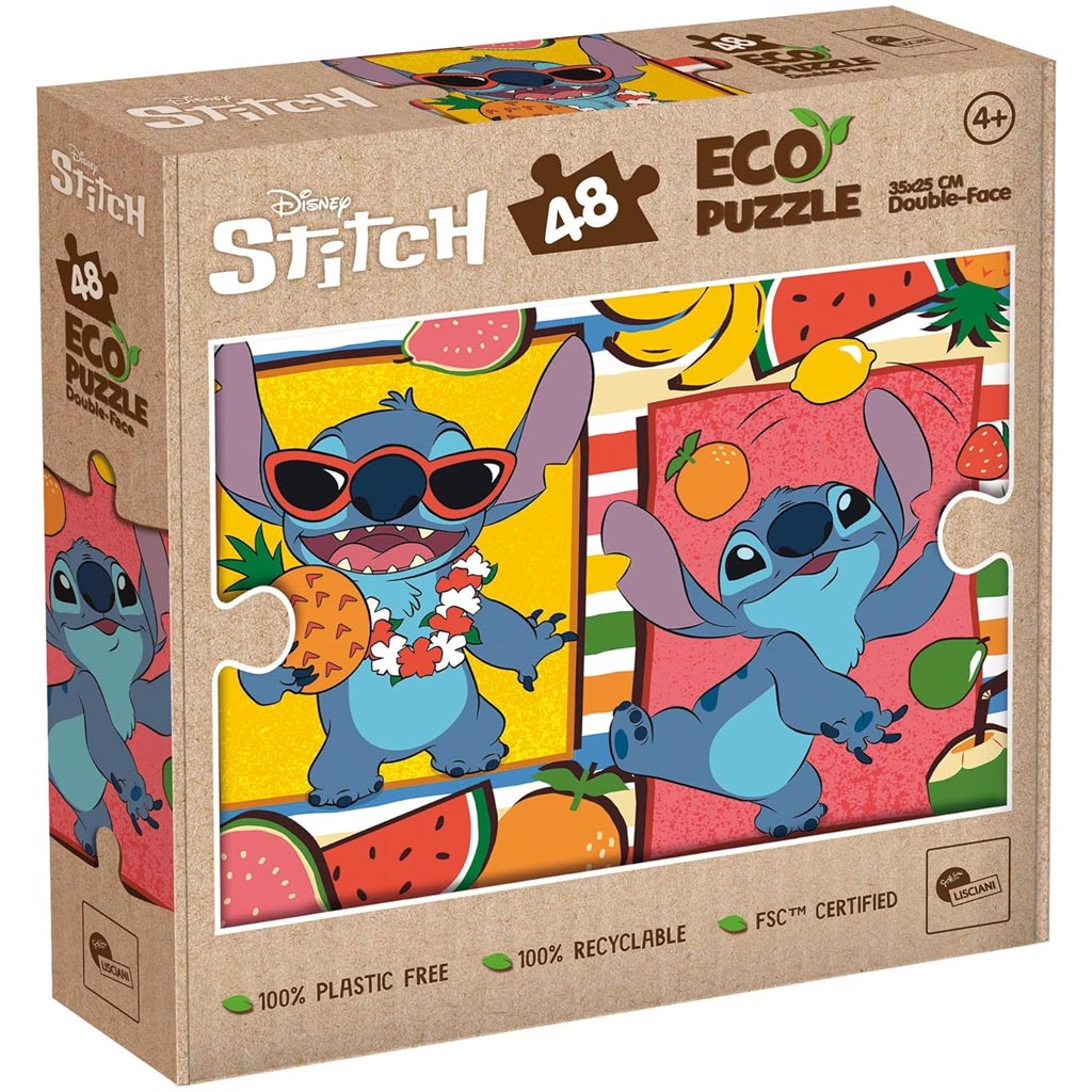 Lilo és Stitch gyümölcsös kaland 2 az 1-ben 48db-os Eco mini puzzle és színező 35x25cm - Lisciani