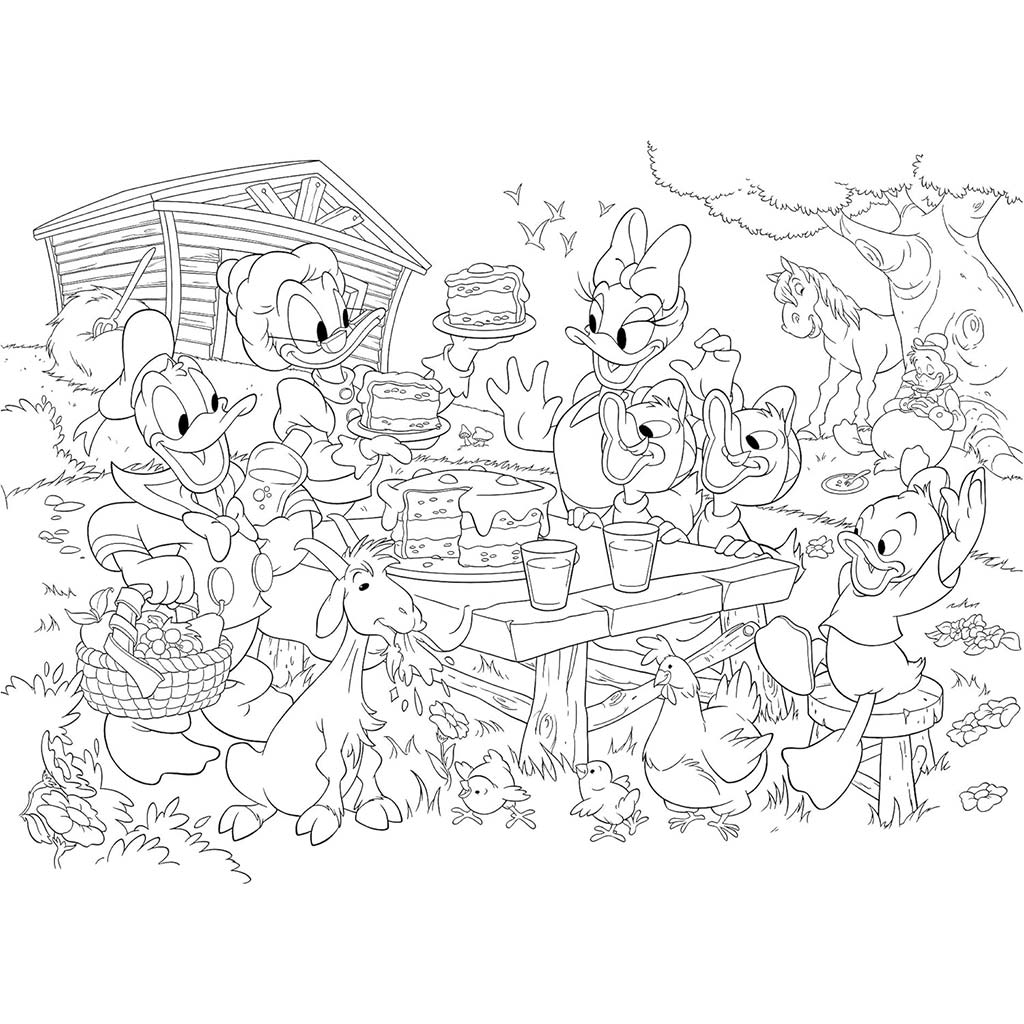 Disney Donald kacsa családja 2 az 1-ben maxi 35db-os puzzle és színező 70x50cm - Lisciani kép 2