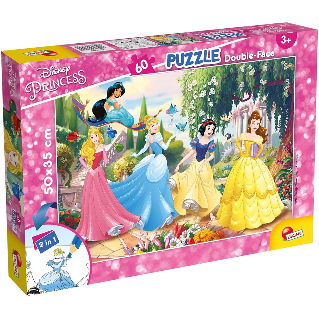 Disney Hercegnők - Mesebeli kert varázsa 2 az 1-ben 60db-os puzzle és színező 50x35cm - Lisciani