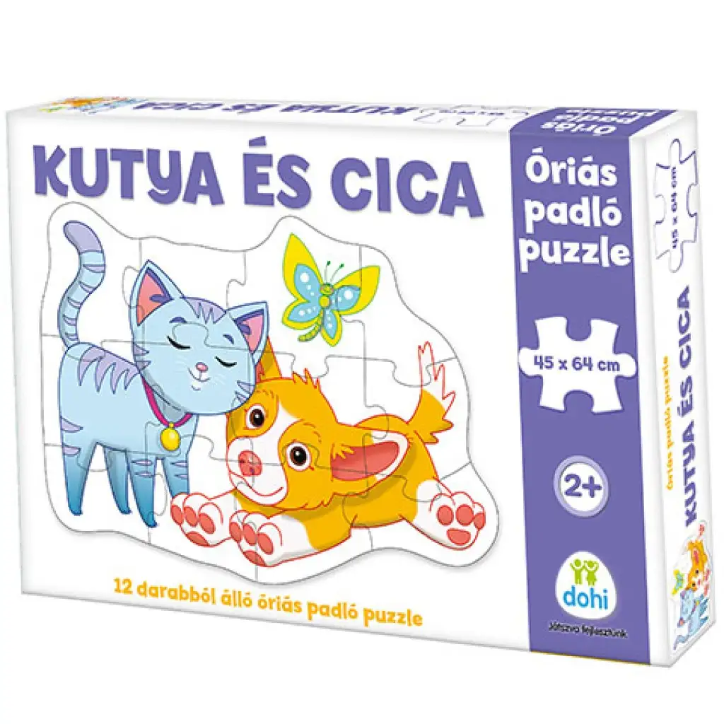 Kutya és cica óriás padló puzzle 12db-os