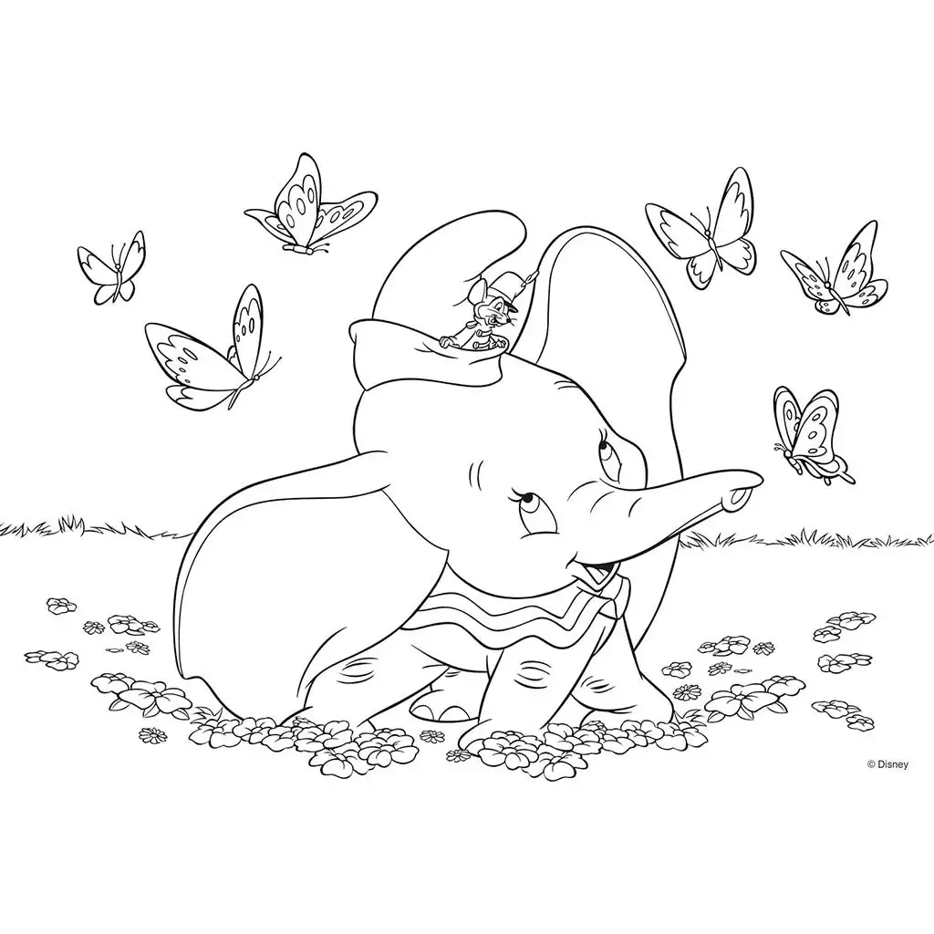 Disney Dumbo 2 az 1-ben 35db-os maxi puzzle és színező 70x50cm - Lisciani kép 2