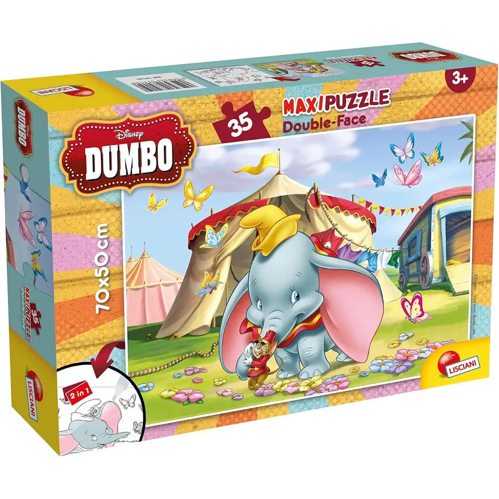 Disney Dumbo 2 az 1-ben 35db-os maxi puzzle és színező 70x50cm - Lisciani