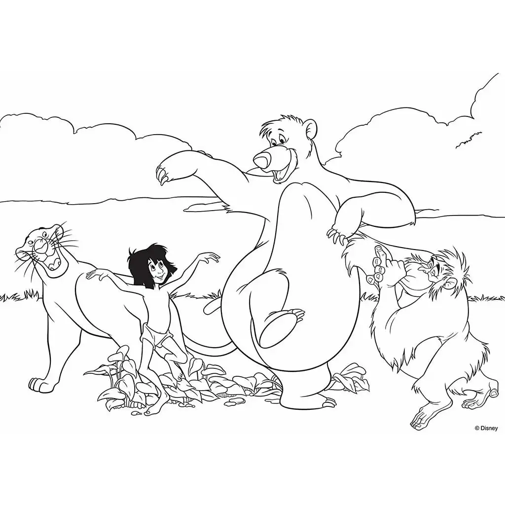 A Dzungel könyve 2 az 1-ben 35db-os maxi puzzle és színező 70x50cm - Lisciani kép 2