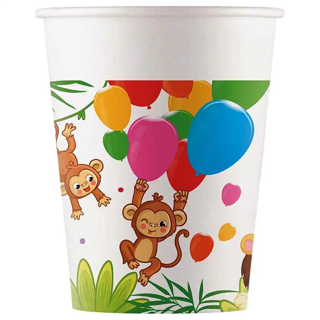 Vidám dzsungel mintás papírpohár 8db-os szett 200ml