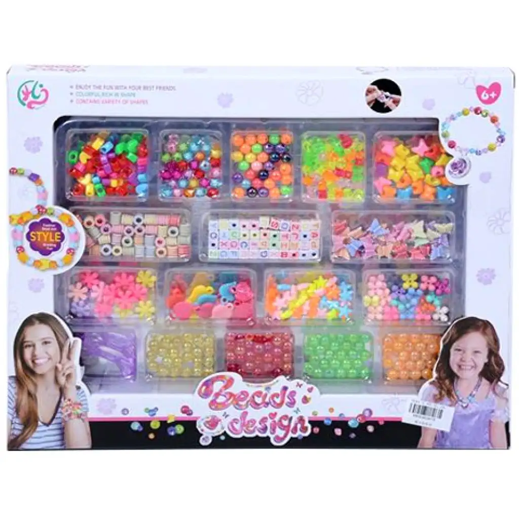 Ékszerkészítő készlet színes gyöngyökkel és betűkockákkal
