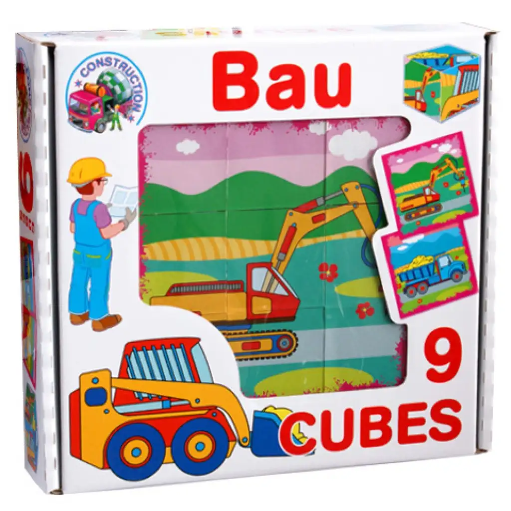 Építkezős mesekocka 9 db-os