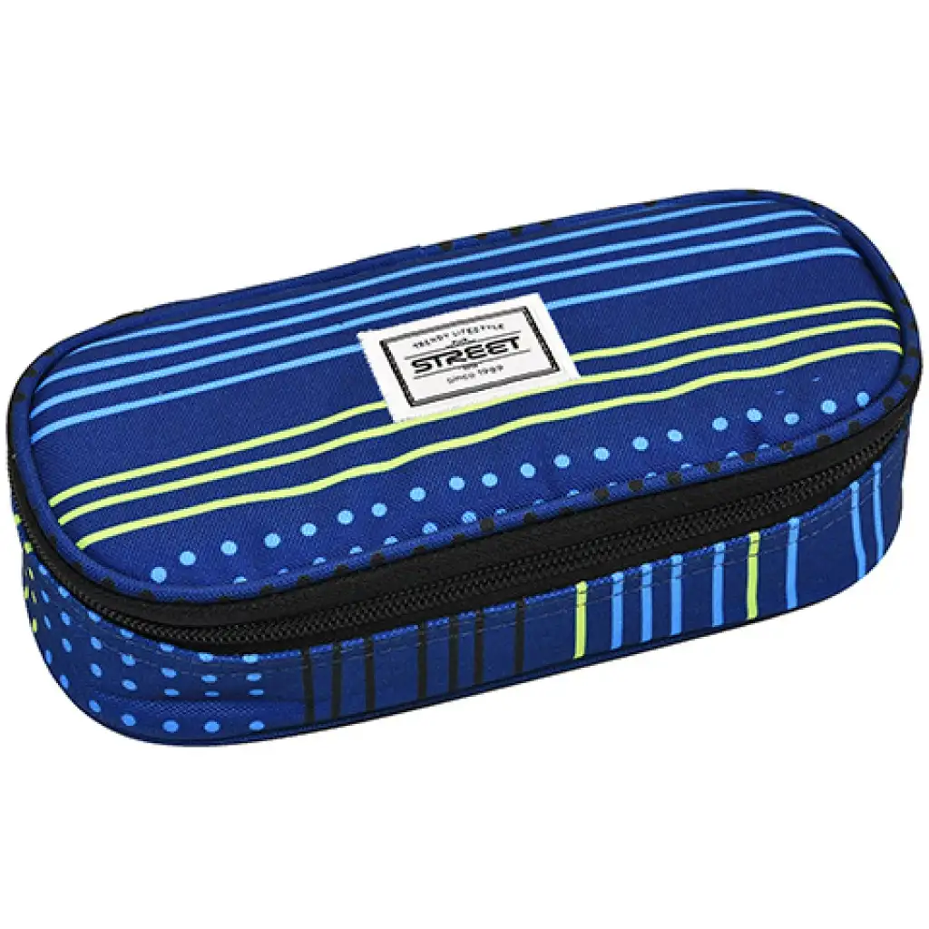 Street Dot Lines ovális, kék tolltartó 20x10x5cm