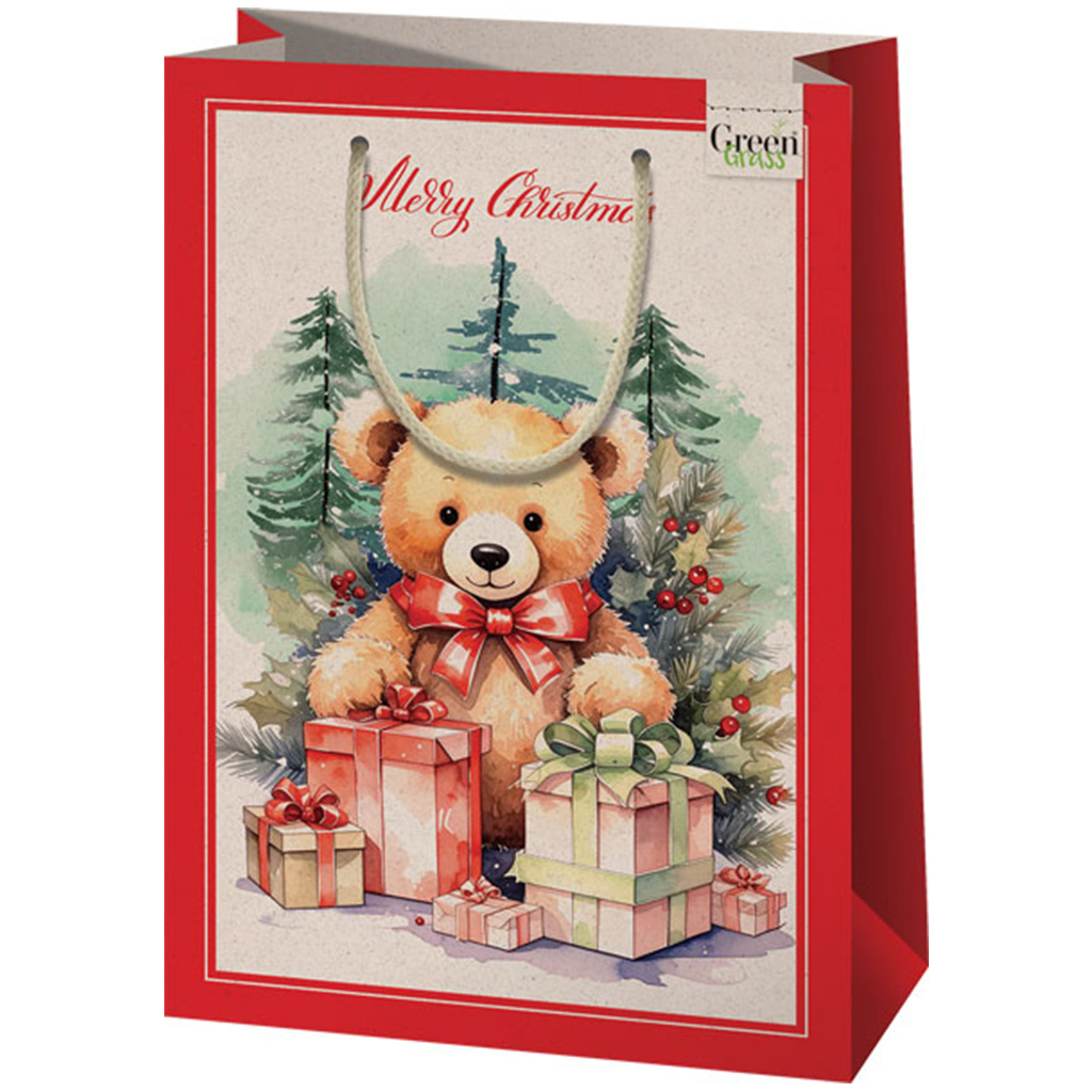 Cardex: Green Grass Karácsonyi macis exkluzív nagy méretű ajándéktáska 27x14x33cm