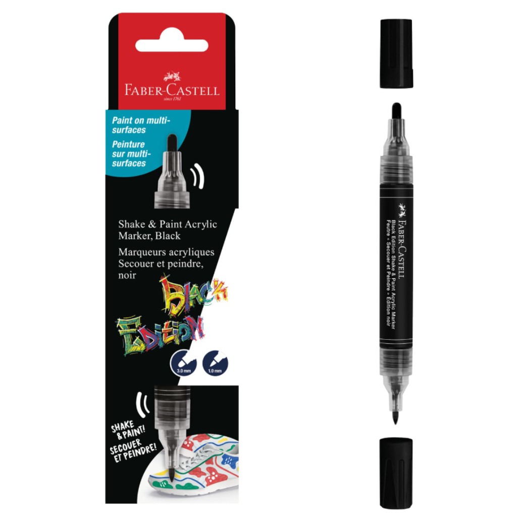 Faber-Castell: Black Edition Shake & Paint 2 végű 3mm-es és 1mm-es fekete marker