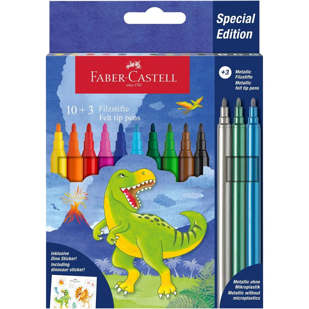 Faber-Castell: Dinoszauruszos filctoll 10+3db-os csomag