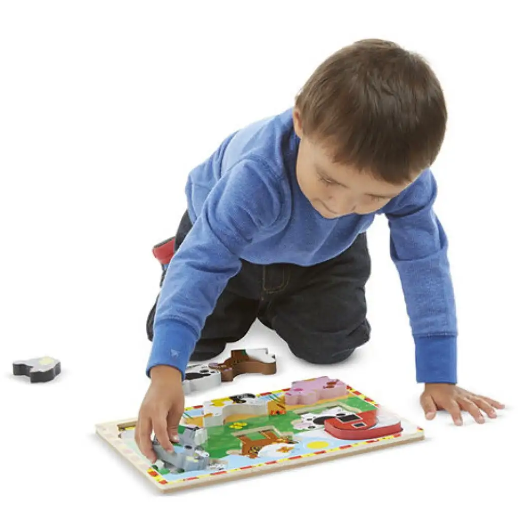 Farm állatos vastag fa formapuzzle 8 elemmel - Melissa & Doug kép 2