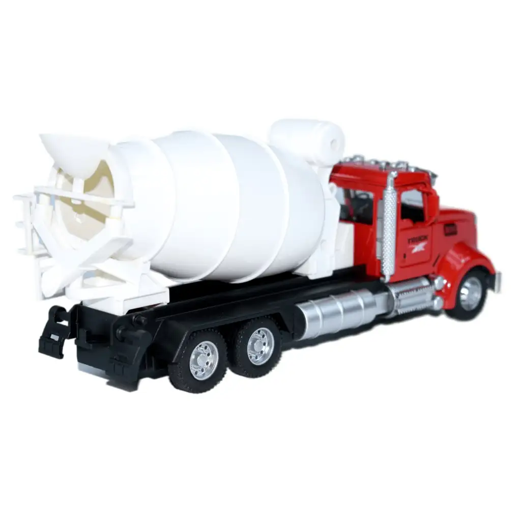 Heavy Duty Truck: Hátrahúzós fém betonkeverő mixer teherautó modell nyitható ajtókkal és forgó dobbal 1/36 kép 6
