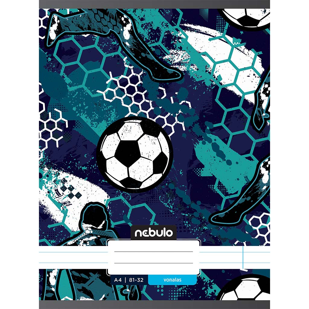 Nebulo: Tűzött vonalas focilabda mintás füzet 81-32 A/4