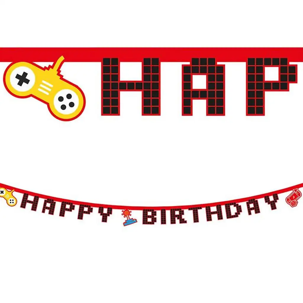 Gamer mintás party banner 200cm