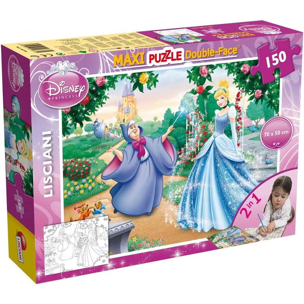 Disney Hamupipőke 2 az 1-ben maxi 150db-os puzzle és színező 70x50cm - Lisciani